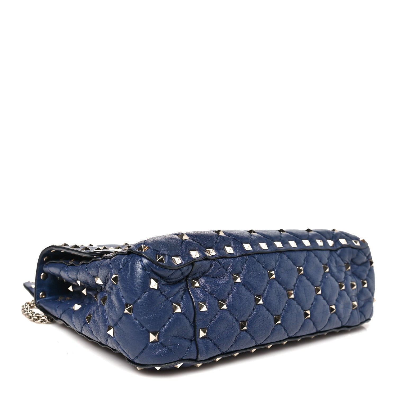 Valentino Garavani Nappa VLTN Print Medium Rockstud Spike Shoulder Bag Pure Blue White 4 of 11