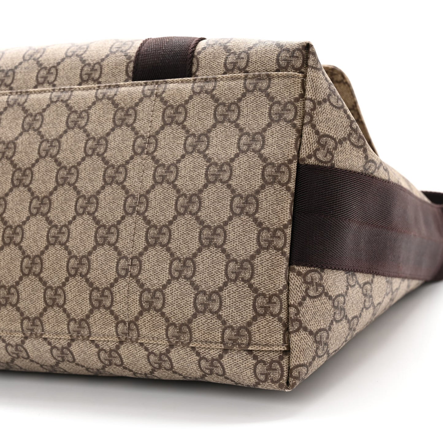 GG Plus Monogram Double Buckle Flap Messenger Bag Beige Ebony