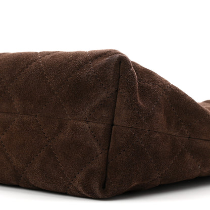 Chanel Suede Calfskin Lambskin Quilted Clutch With Strap Dark Brown 10 of 11