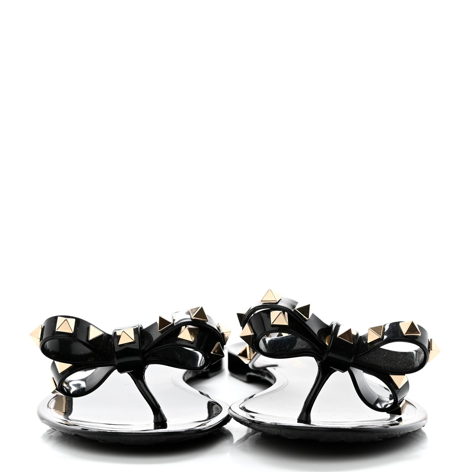 Valentino Garavani PVC Jelly Rockstud Bow Thong Sandals 38 Black 2 of 7