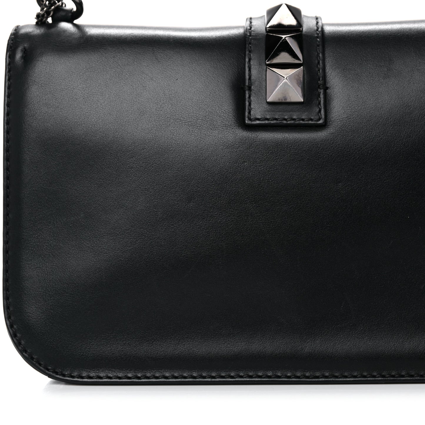 Vitello Medium Glam Lock Rockstud Flap Black