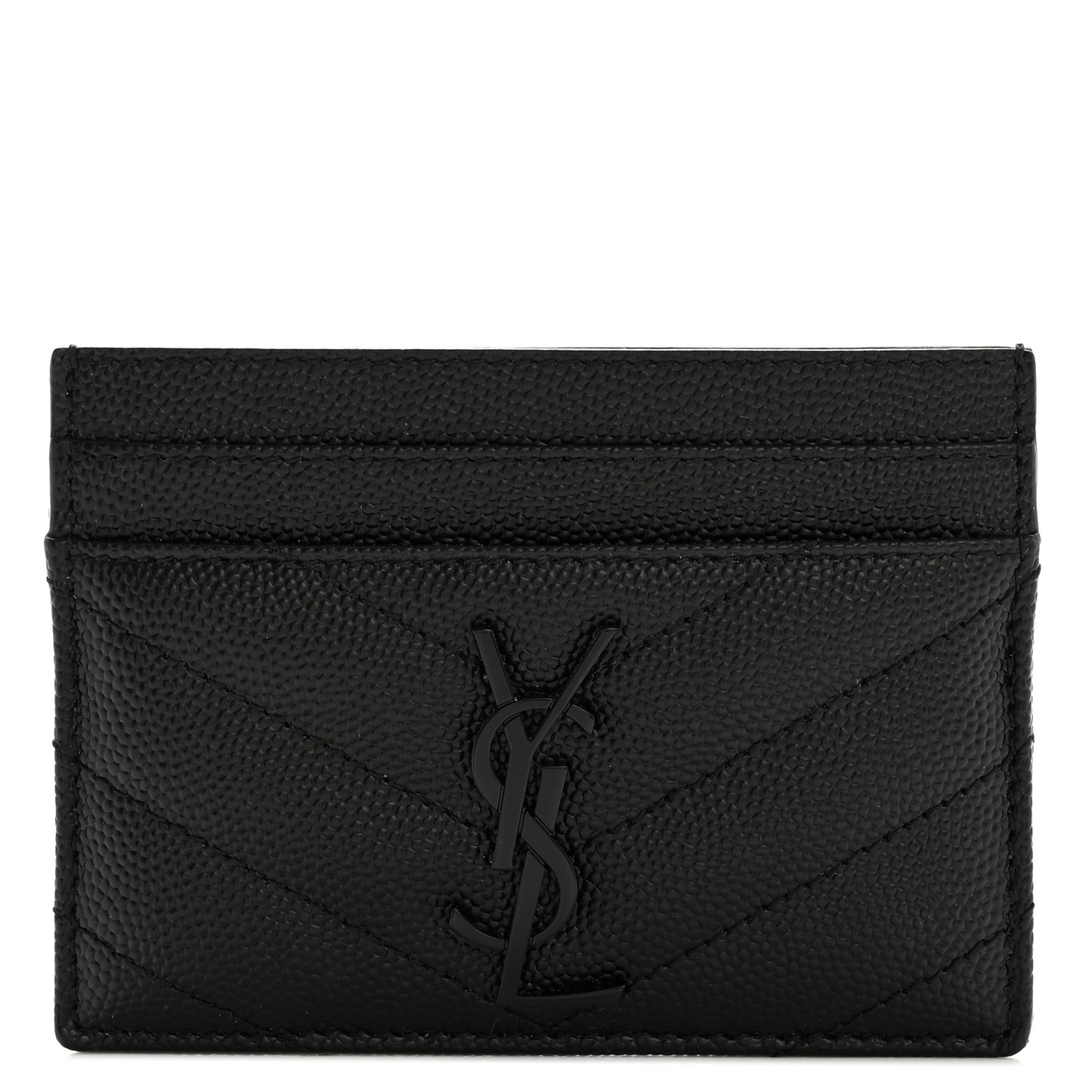 Grain De Poudre Matelasse Chevron Monochrome Monogram Credit Card Case Black