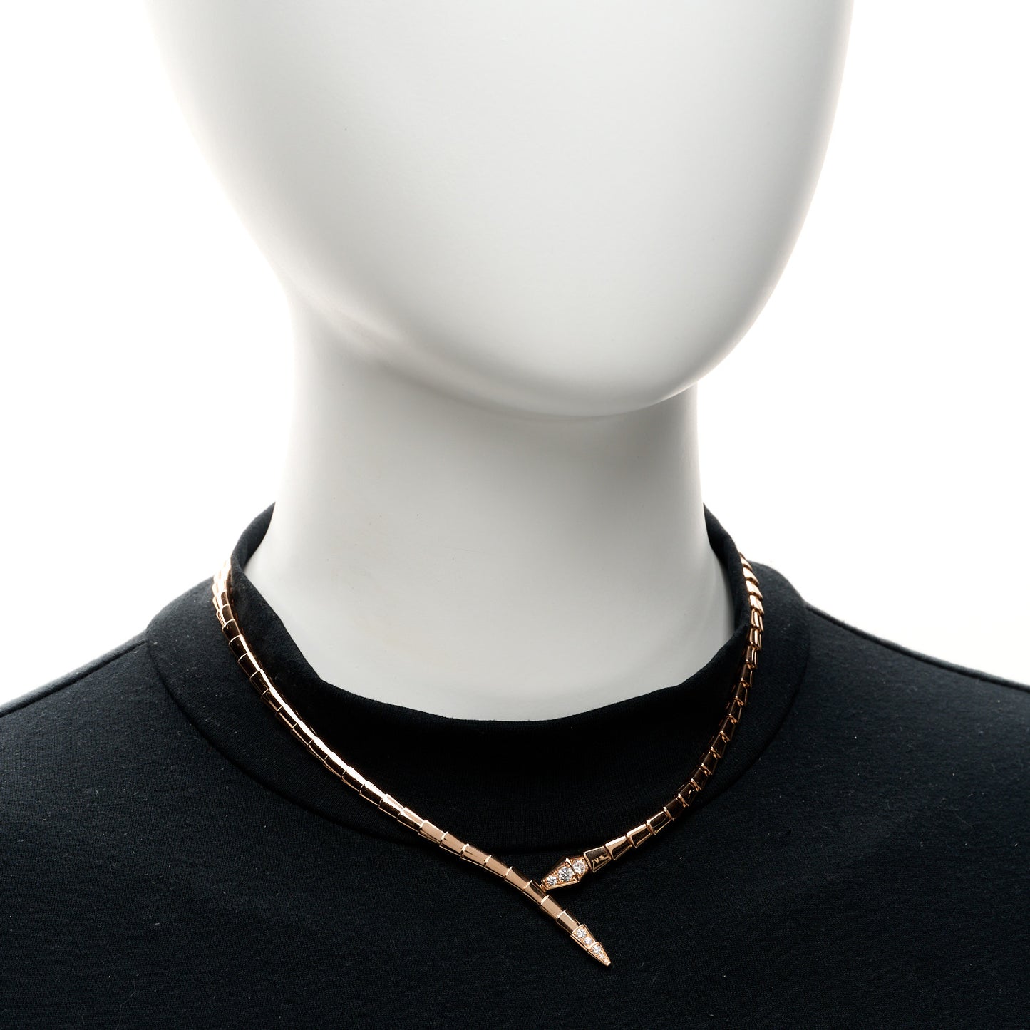 18K Rose Gold Diamond Serpenti Viper Choker Necklace