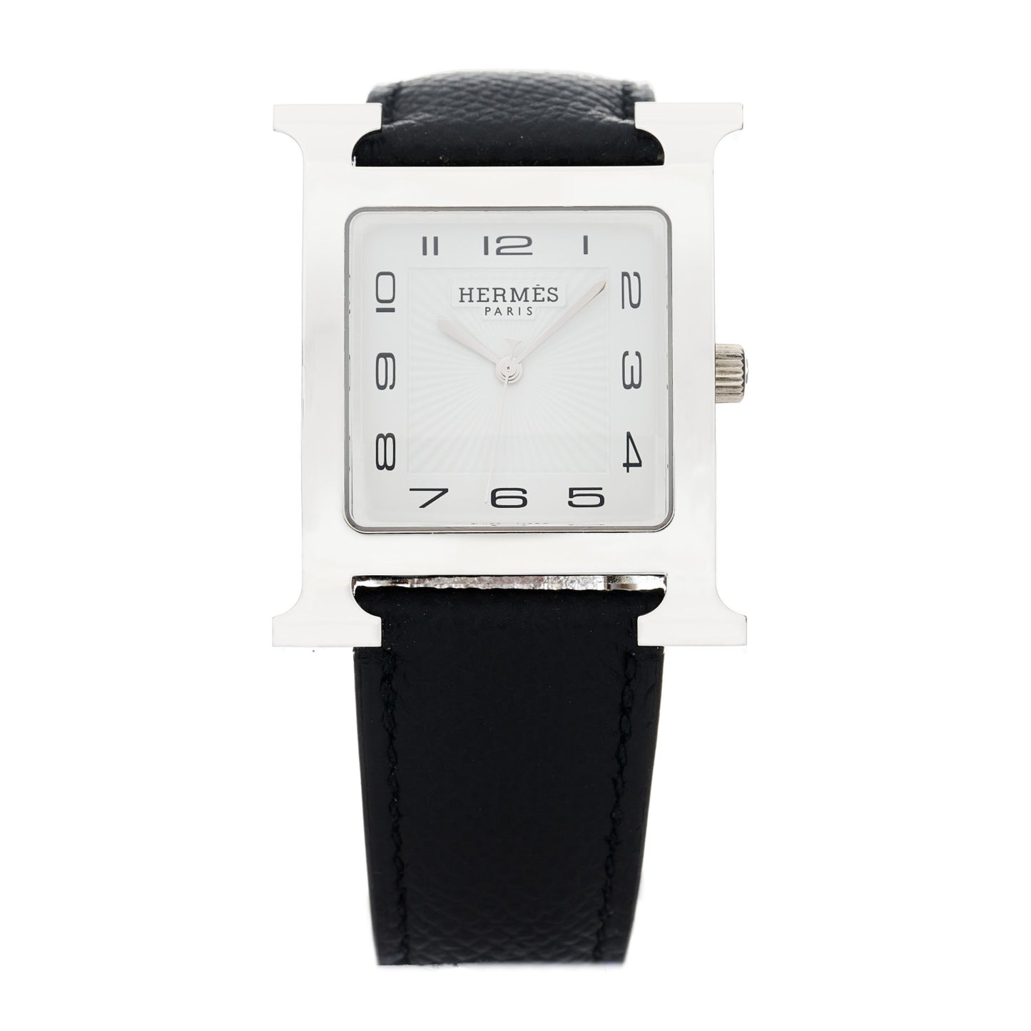 Stainless Steel Epsom 30.5mm Heure H Hour Quartz Watch Noir
