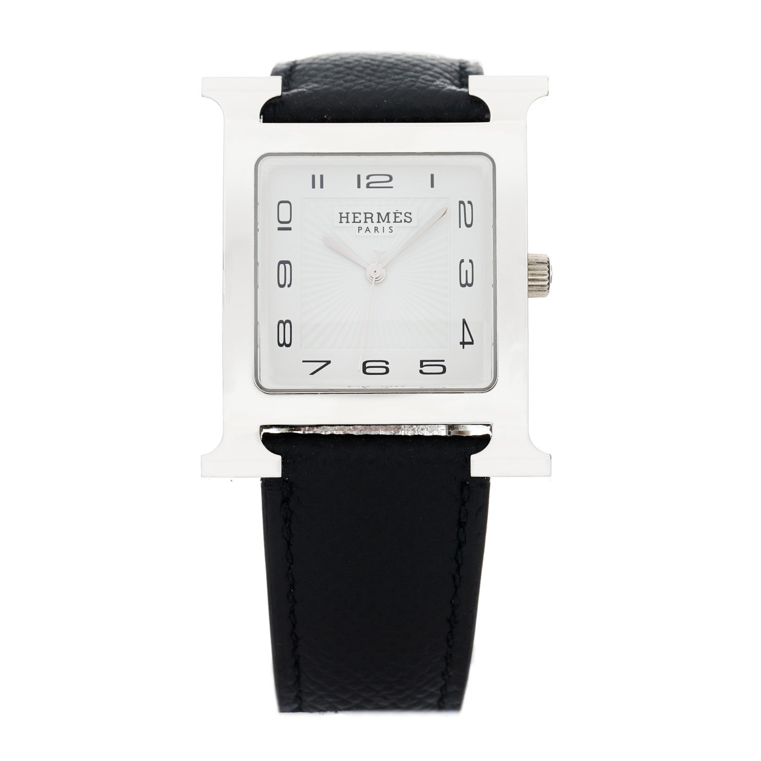 Hermes Stainless Steel Epsom 30.5mm Heure H Hour Quartz Watch Noir 1 of 5