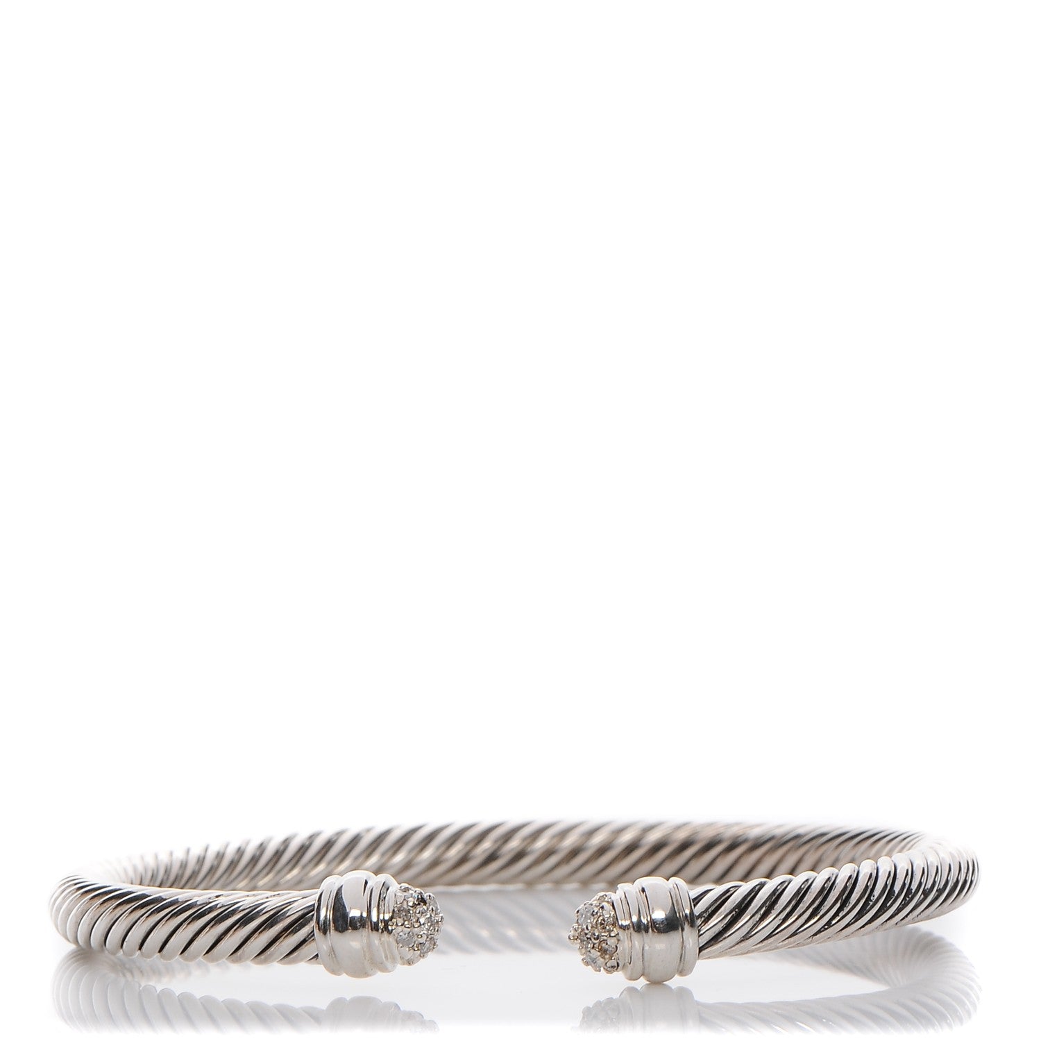 David Yurman Sterling Silver Pave Diamond 5mm Cable Classics Bracelet 1 of 4