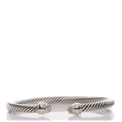 David Yurman Sterling Silver Pave Diamond 5mm Cable Classics Bracelet 1 of 4