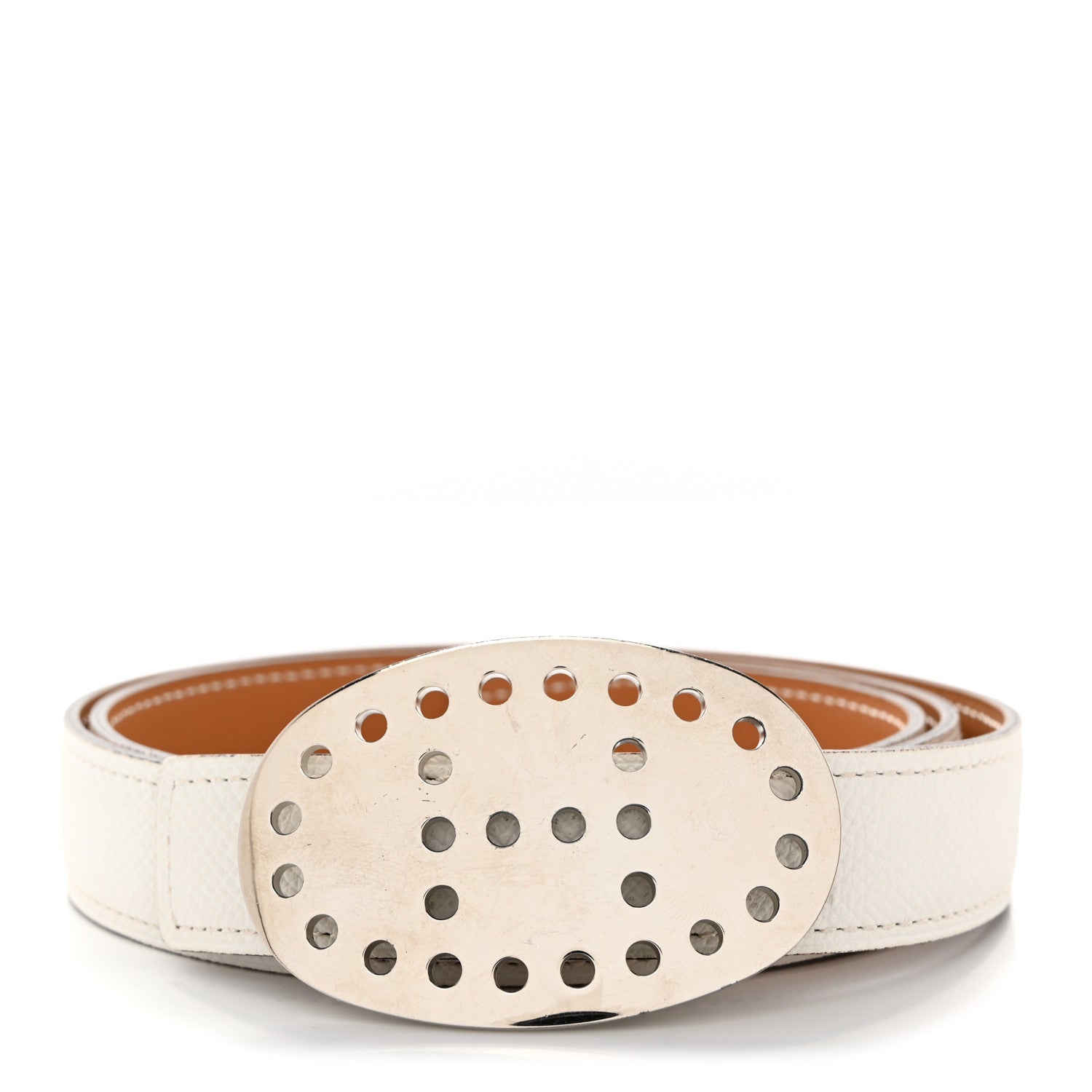 Hermes Epsom Box 18mm Mirage Belt 85 34 White Gold 1 of 8