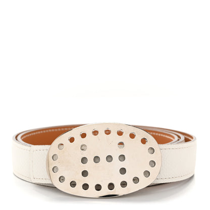 Hermes Epsom Box 18mm Mirage Belt 85 34 White Gold 1 of 8