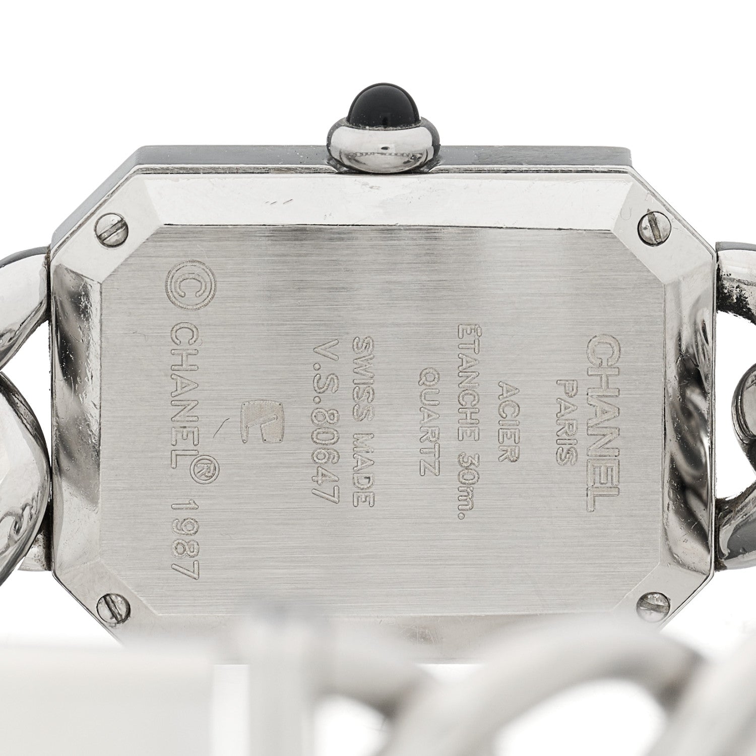Chanel Stainless Steel 20mm Chain Premiere Quartz Watch Black XL 4 of 4