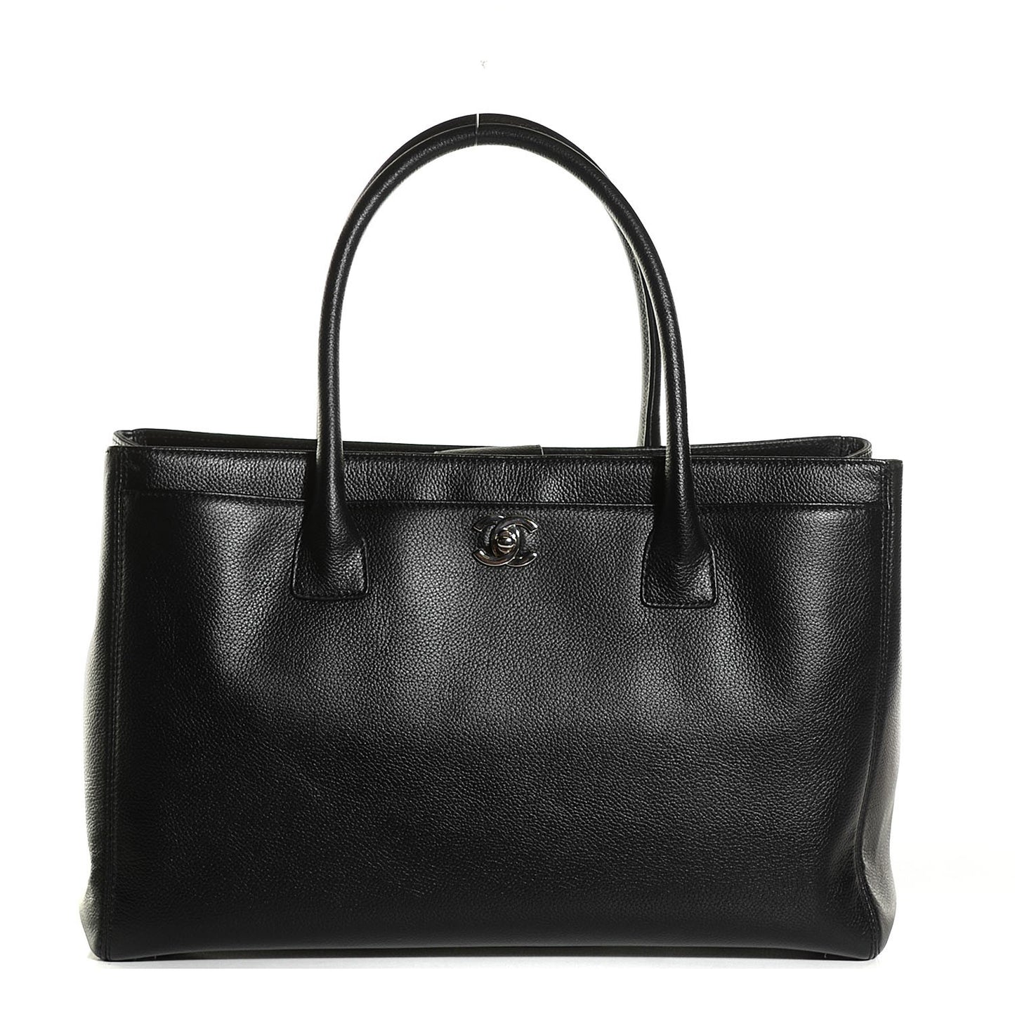 Calfskin Cerf Executive Shopper Tote Black