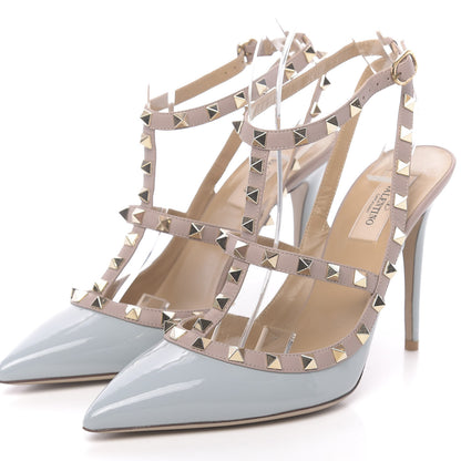 Valentino Garavani Patent Nappa Rockstud Ankle Strap 100mm Pumps 40.5 Sky Sorbet Poudre 3 of 8