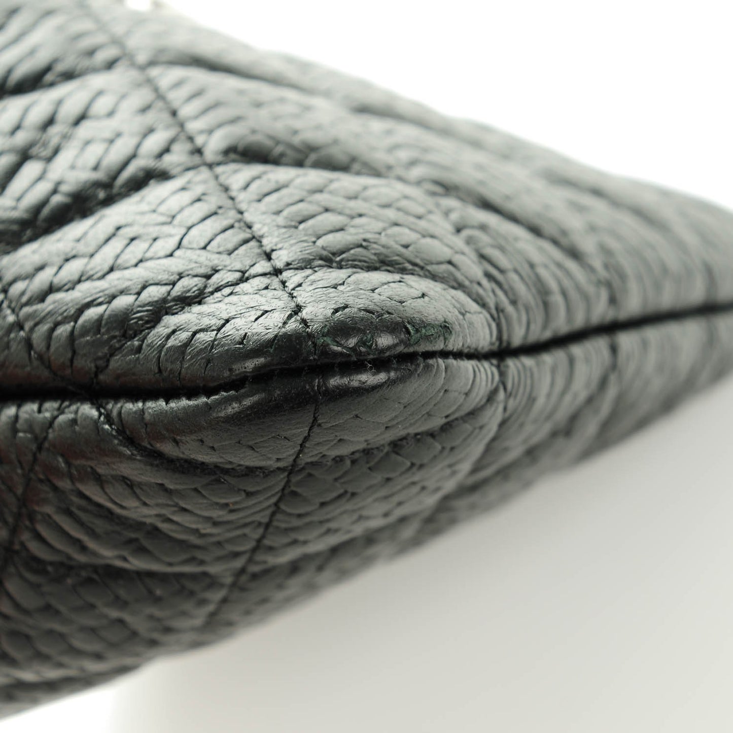 Woven Lambskin Quilted Cosmetic Pouch Black