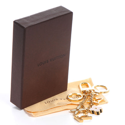 Louis Vuitton Brass Enamel Fleur De Monogram Bag Charm Chain Gold 6 of 6