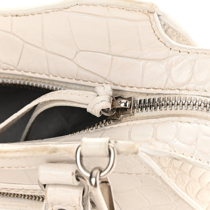 Balenciaga Extra Supple Calfskin Crocodile Embossed Neo Classic Silver Hardware Mini City White 13 of 17