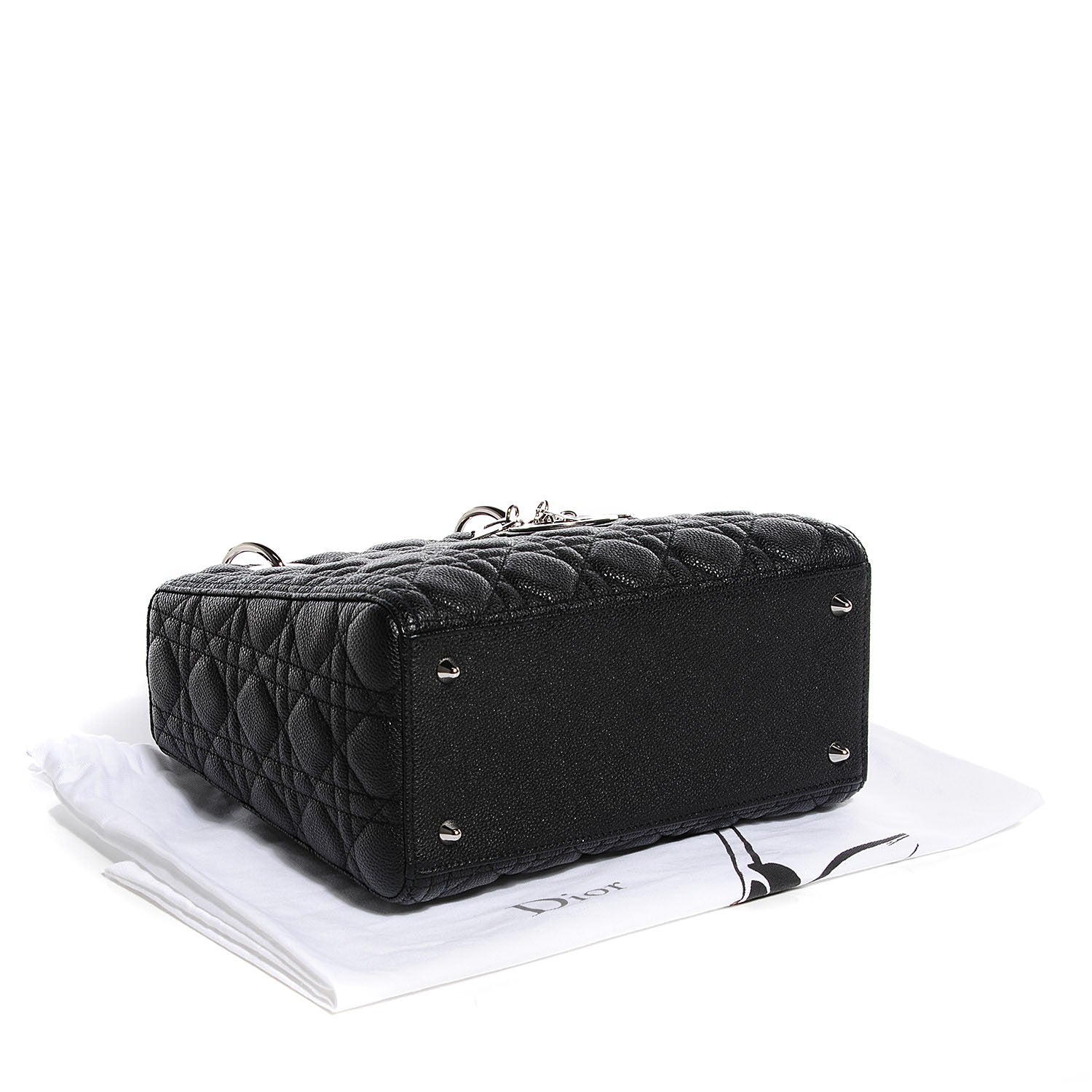 Christian Dior Grained Calfskin Cannage Medium Lady Dior Black 4 of 8