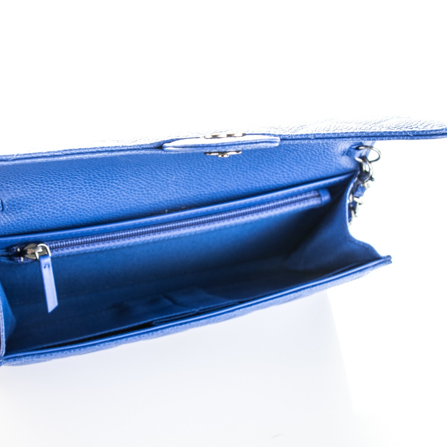 Chanel Caviar Quilted Wallet on Removable Chain Blue 6 of 9