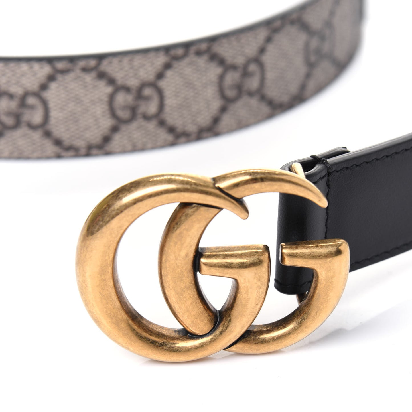 GG Supreme Monogram Matte Plutone Calfskin Double G 30mm Belt 95 38 Beige Ebony Black