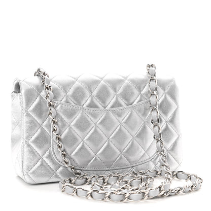 Chanel Metallic Lambskin Quilted Mini Rectangular Flap Silver 3 of 11