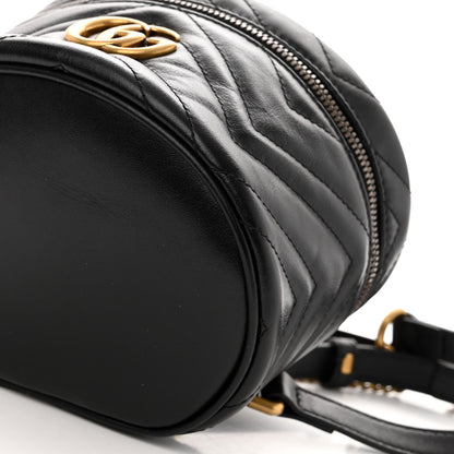 Gucci Calfskin Matelasse Mini GG Marmont Round Backpack Black 10 of 10
