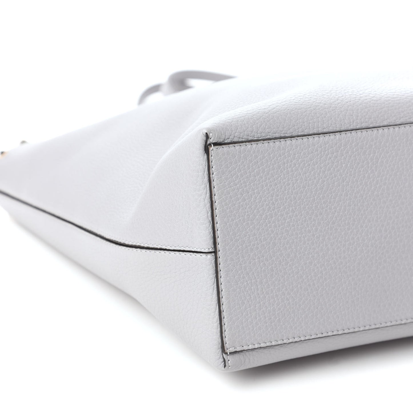 Grained Calfskin Rockstud Shoulder Tote Pastel Grey