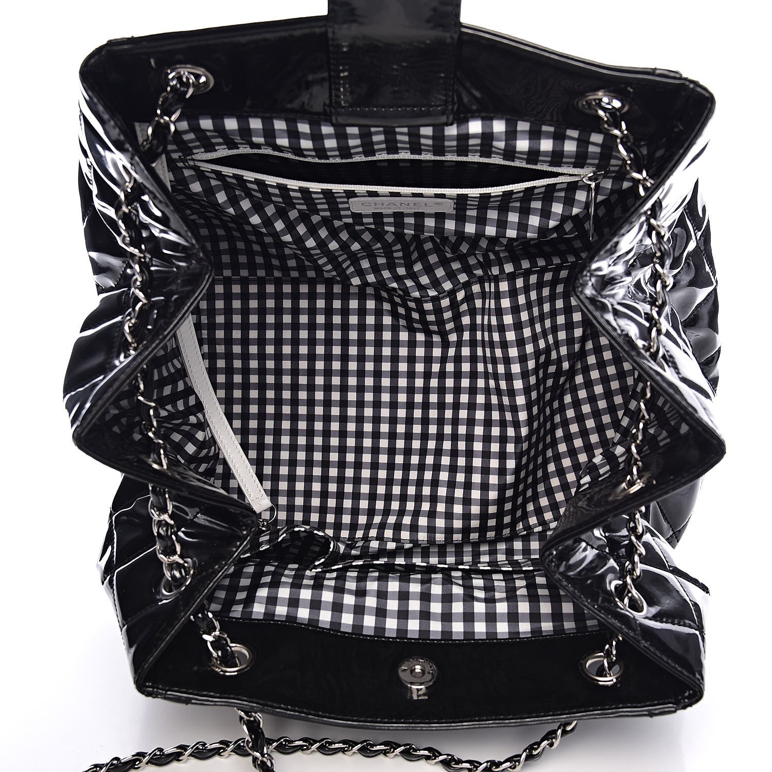 Chanel Vinyl Lipstick Ligne Accordion Tote Black 5 of 10