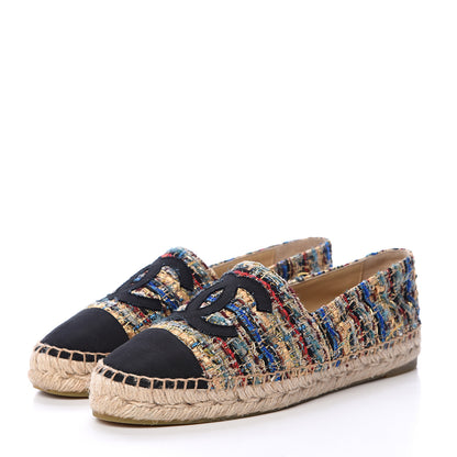 Chanel Tweed Grosgrain CC Espadrilles 38 Multicolor 3 of 10