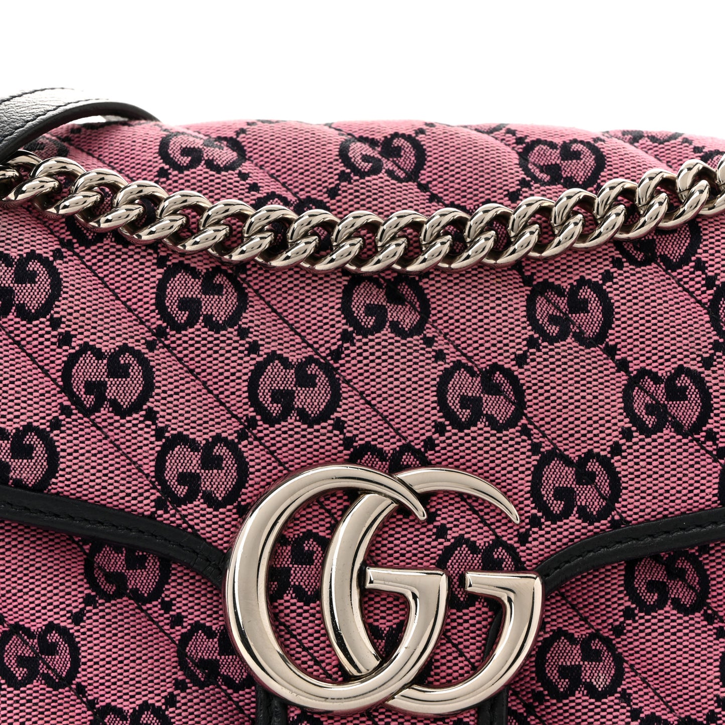 Monogram Multicolor Matelasse Diagonal Small GG Marmont Shoulder Bag Pink Blue