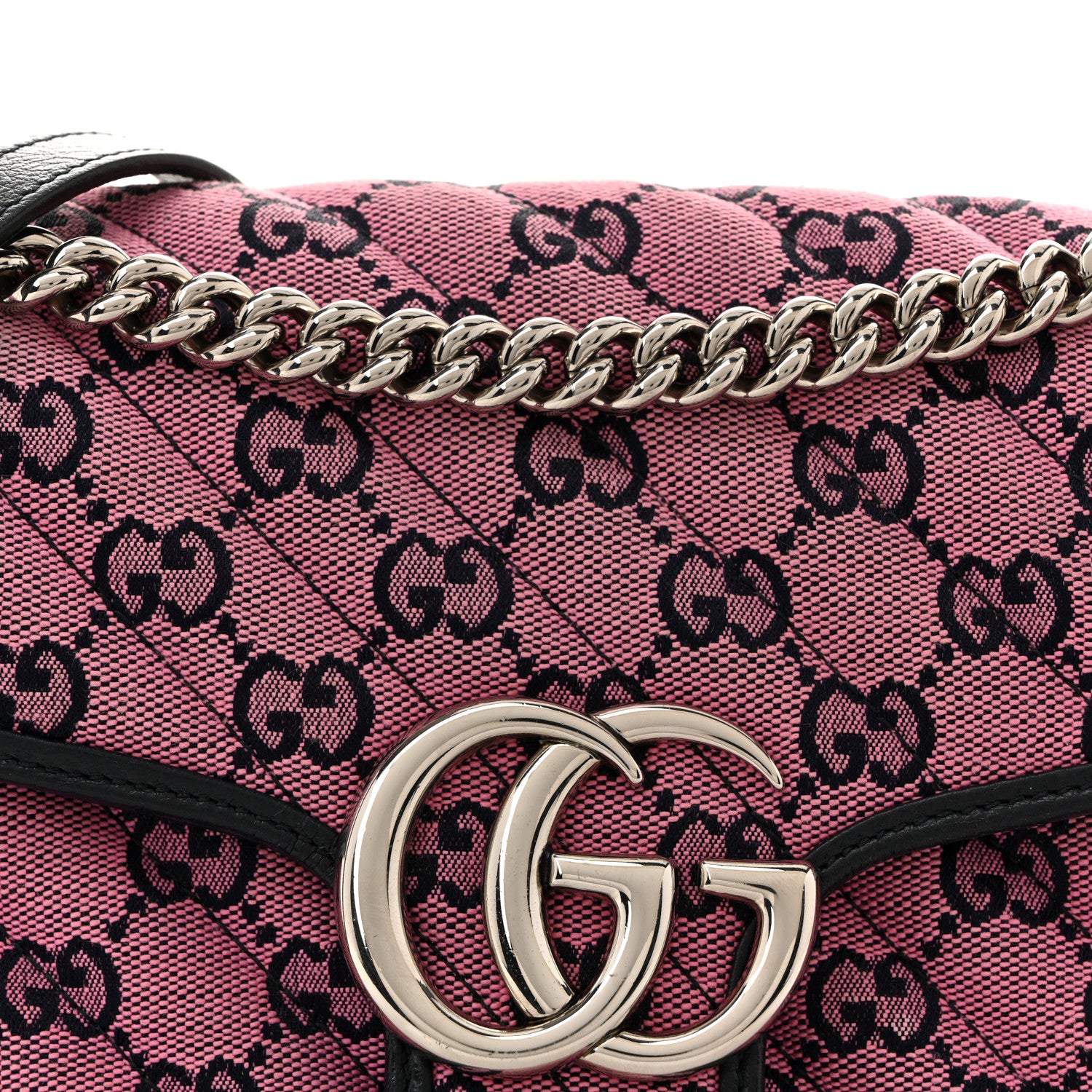 Gucci Monogram Multicolor Matelasse Diagonal Small GG Marmont Shoulder Bag Pink Blue 14 of 25