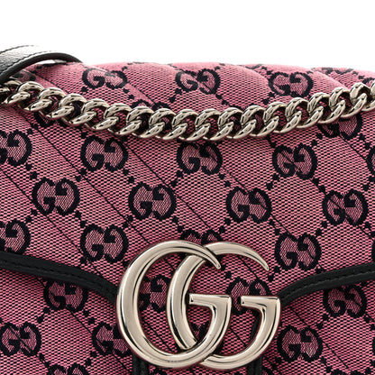 Gucci Monogram Multicolor Matelasse Diagonal Small GG Marmont Shoulder Bag Pink Blue 14 of 25
