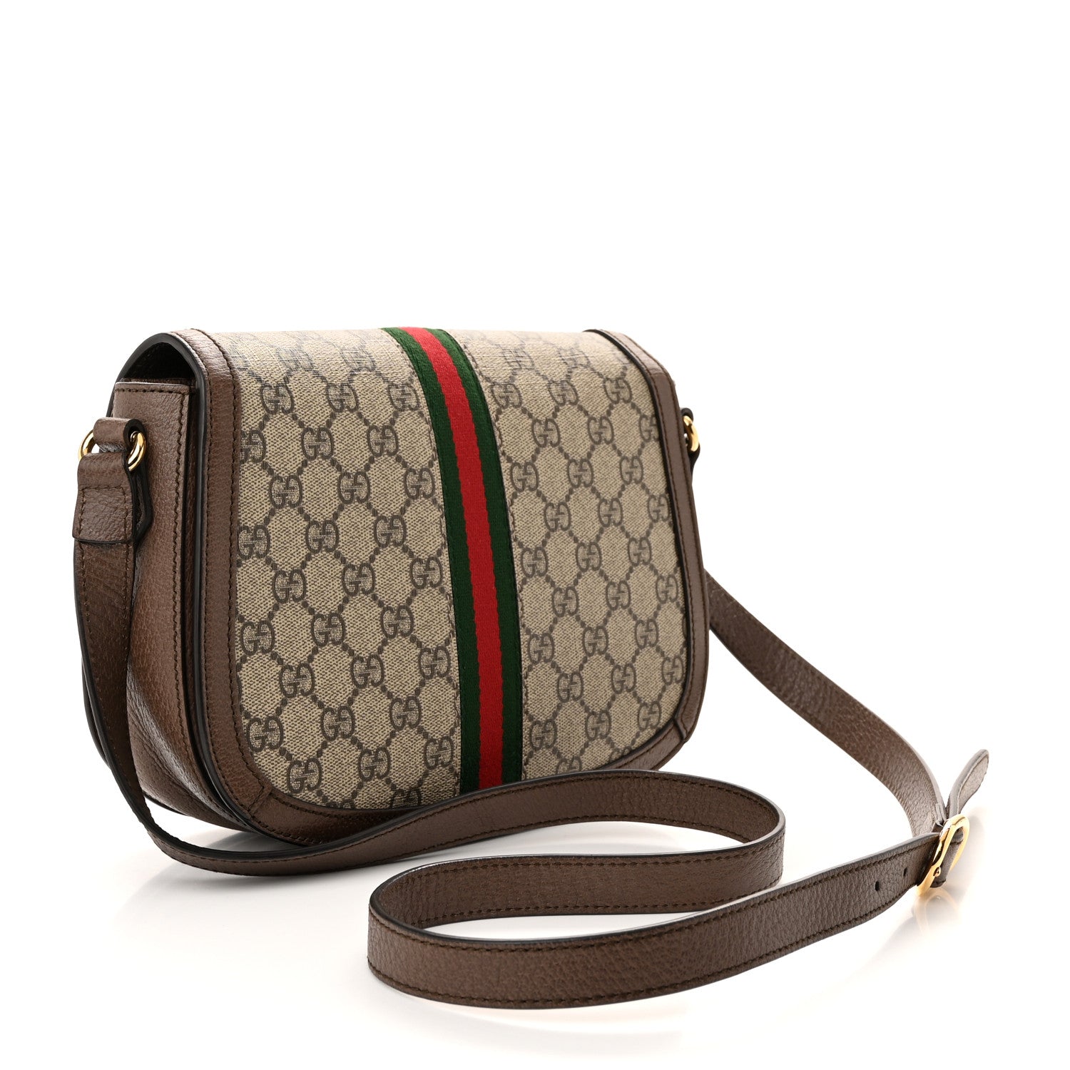 Gucci GG Supreme Monogram Web Small Ophidia Flap Messenger Bag Brown 3 of 11