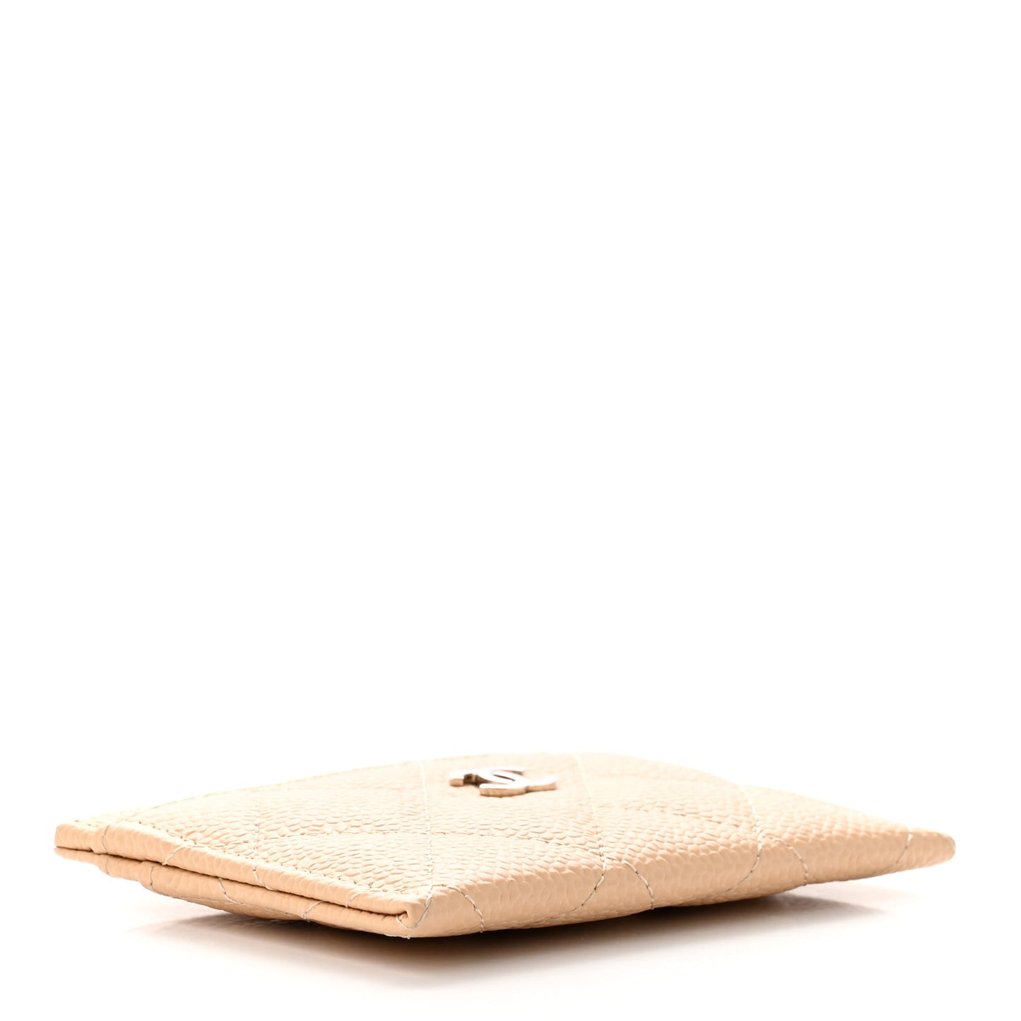 Caviar Quilted Card Holder Beige