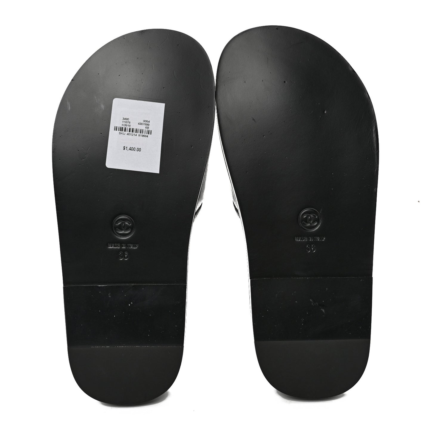 Lambskin Cha-Nel Mule Sandals 36 Black Multicolor