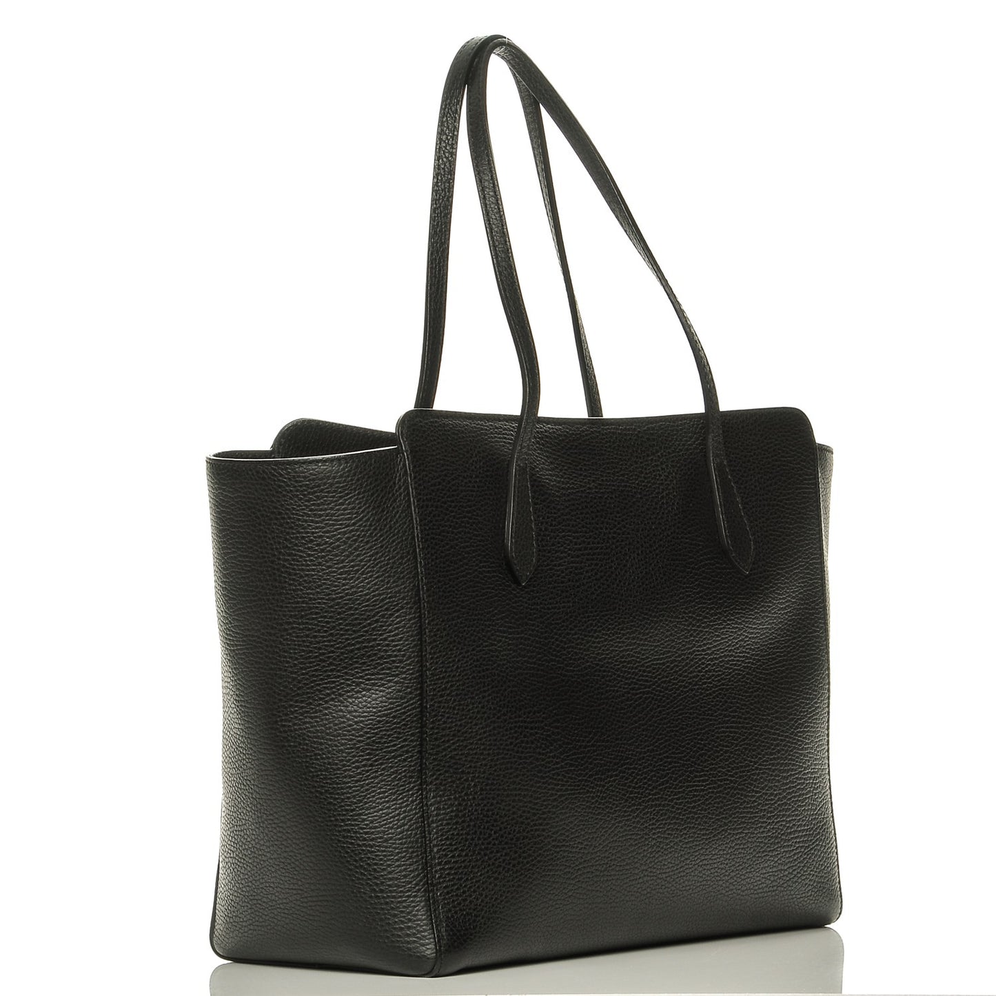 Pebbled Calfskin Medium Swing Tote Black
