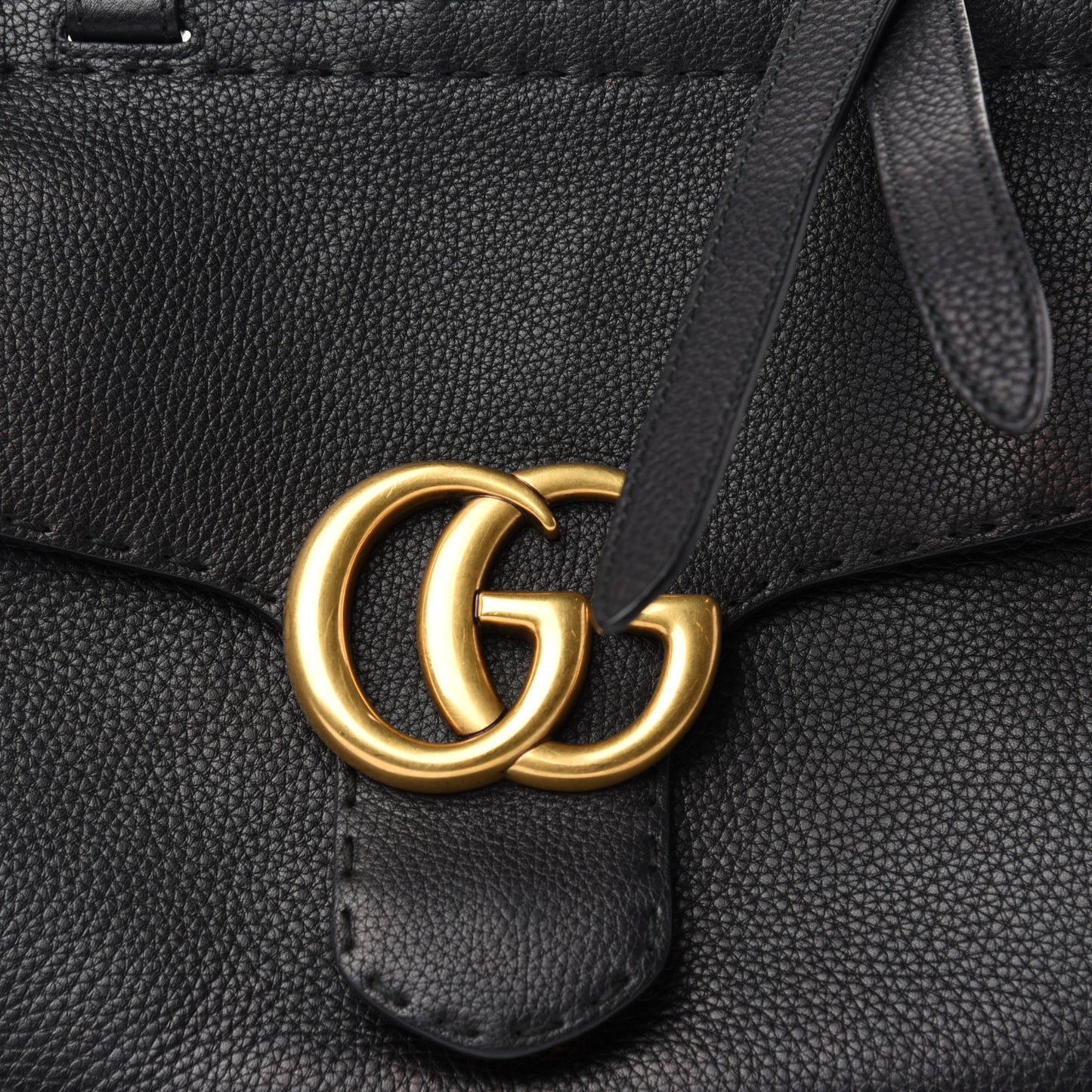 Calfskin Small GG Marmont Top Handle Bag Black