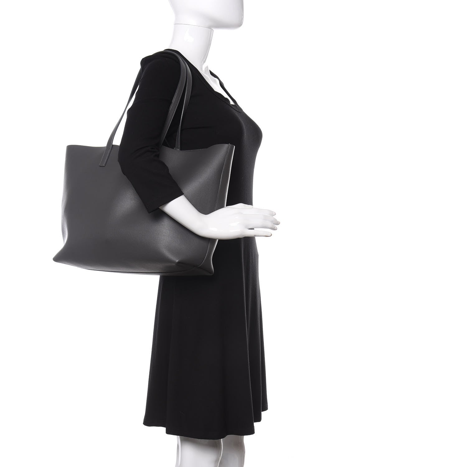 Saint Laurent Calfskin Large Shopping Tote Storm 2 of 12