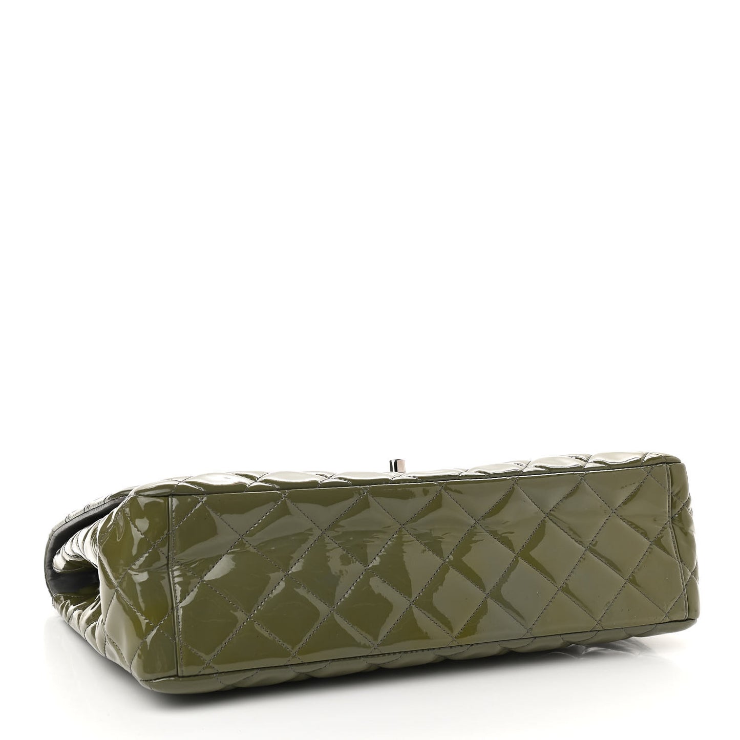 Patent Quilted Maxi Single Flap Grey