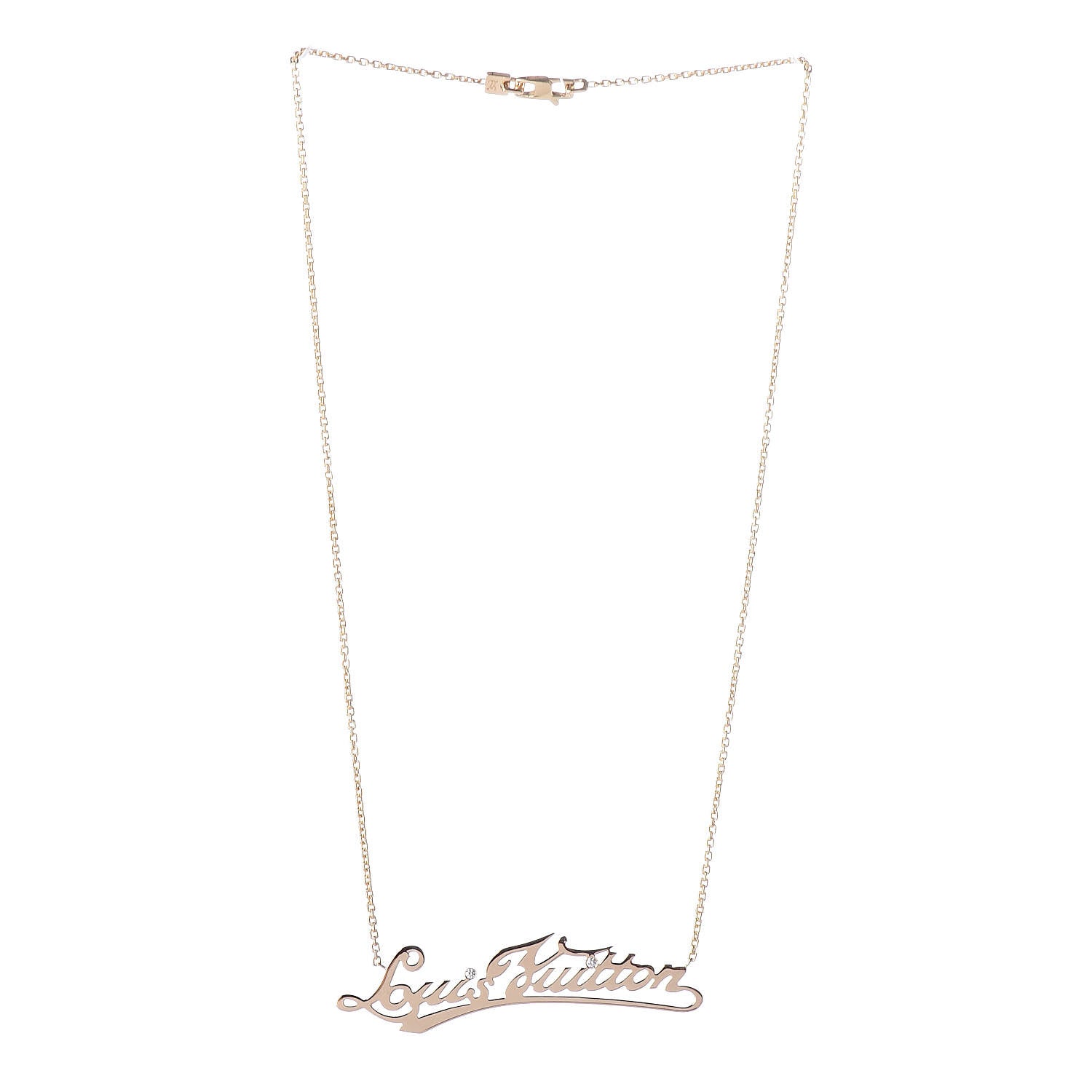 Louis Vuitton 18K Yellow Gold Diamond ID Nameplate Necklace 3 of 6