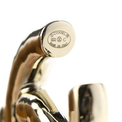 Chanel Metal Large CC Earrings Light Gold 4 of 4