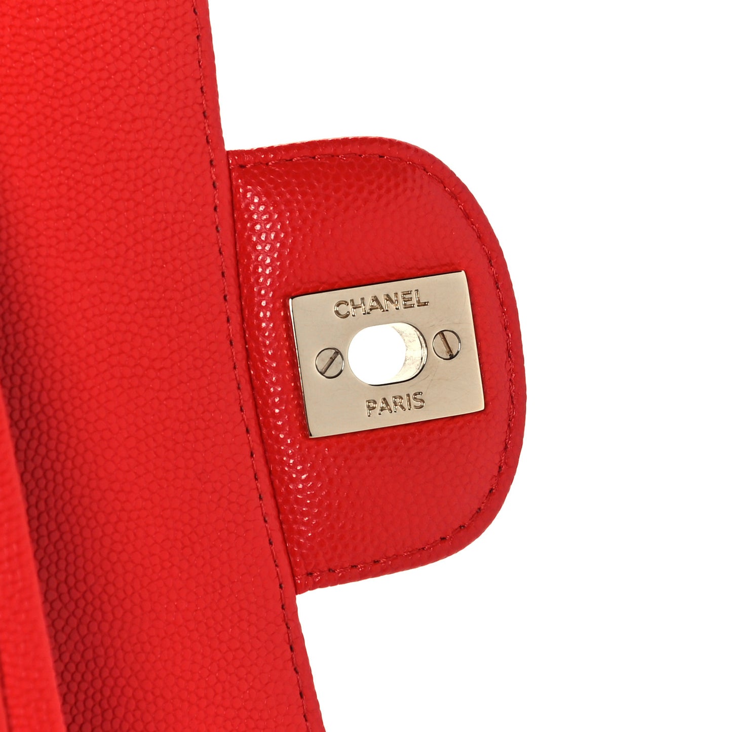 Caviar Quilted Medium Double Flap Red