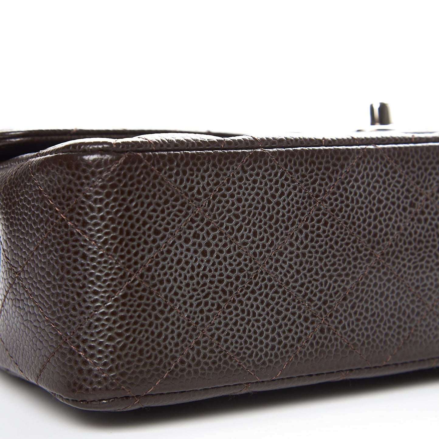 Caviar Quilted Medium Double Flap Brown