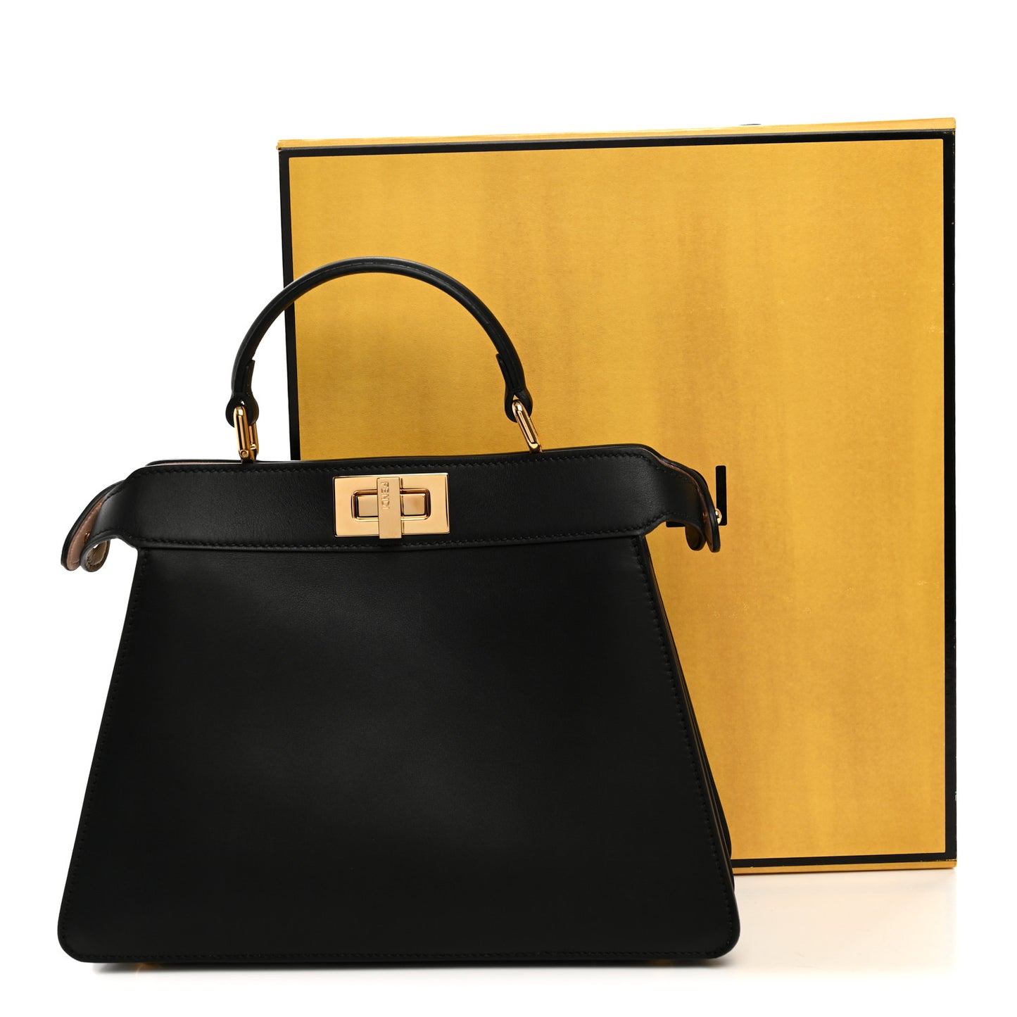 Vitello Seta Nappa Bi-Color Small Peekaboo I SEE U Satchel Black Light Rose Tortora
