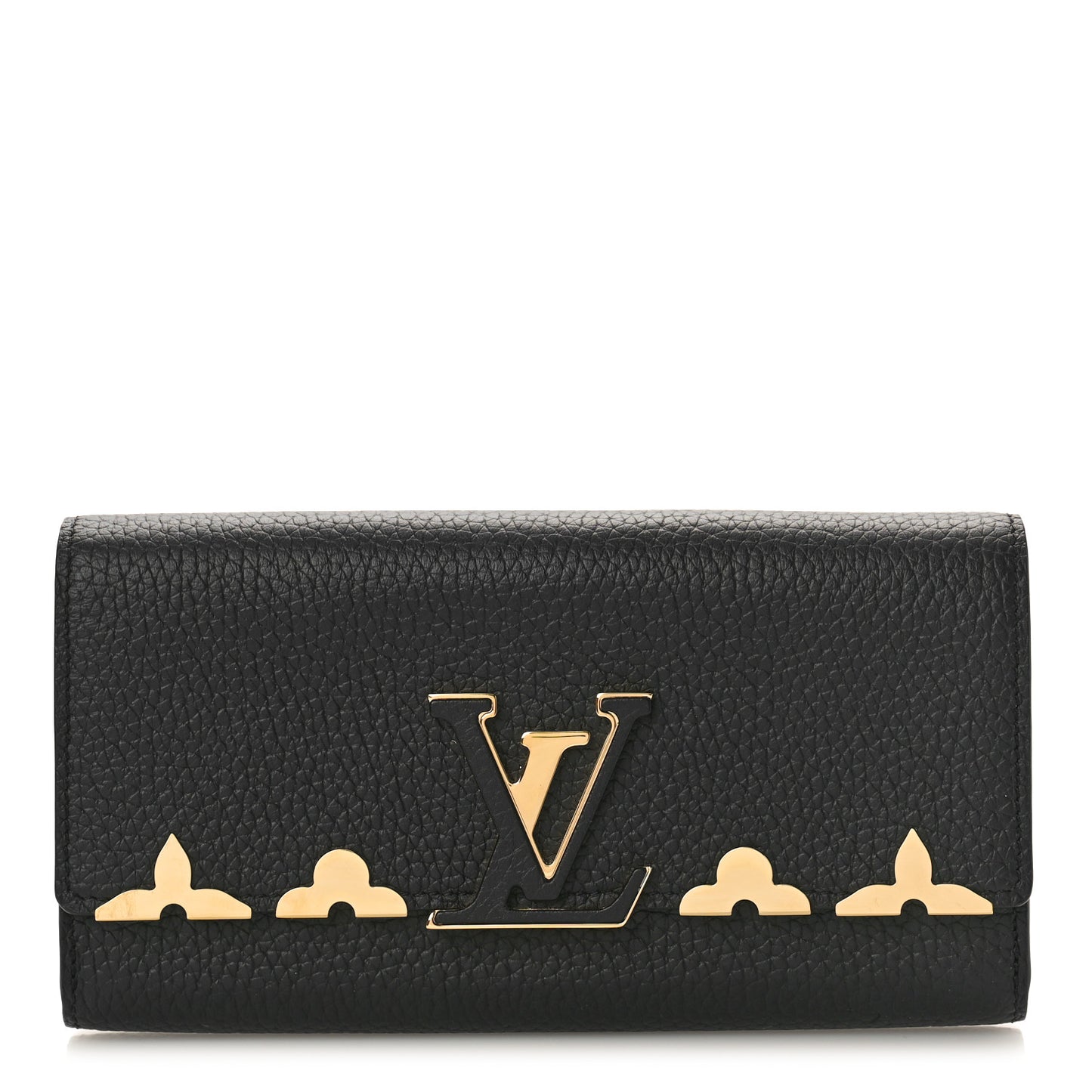 Taurillon Embellished Capucines Long Wallet Black