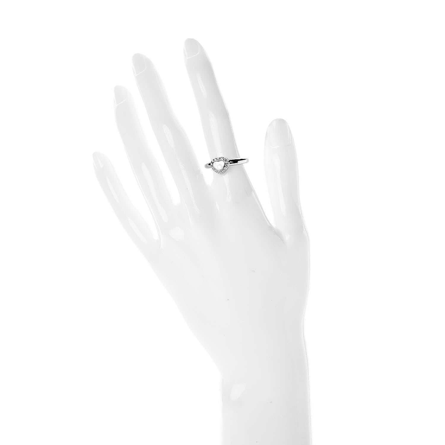 Chopard 18K White Gold Diamond Happy Diamonds Heart Ring 50 5.25 2 of 6