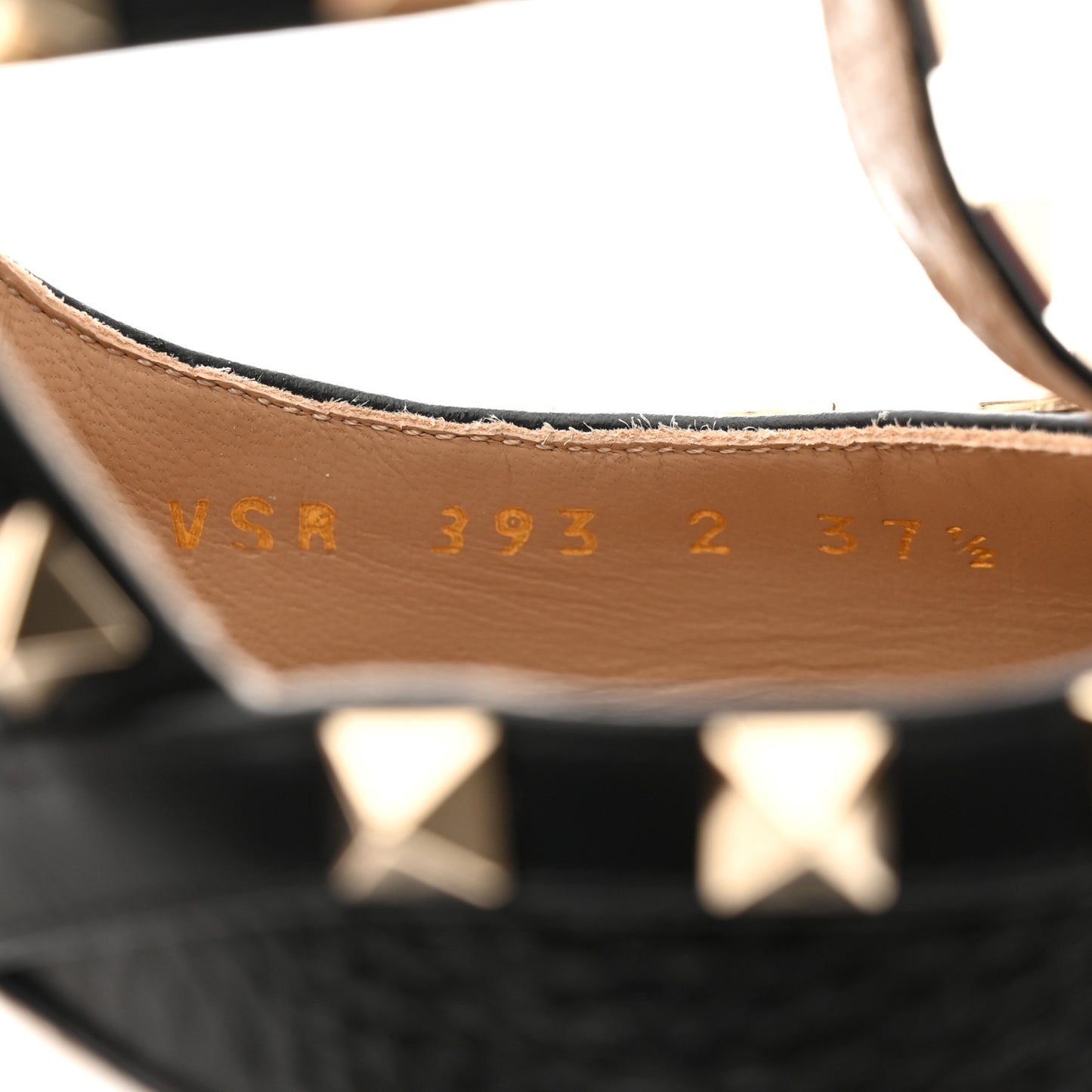 Pebbled Calfskin Rockstud Ankle Strap 100mm Pumps 37.5 Black