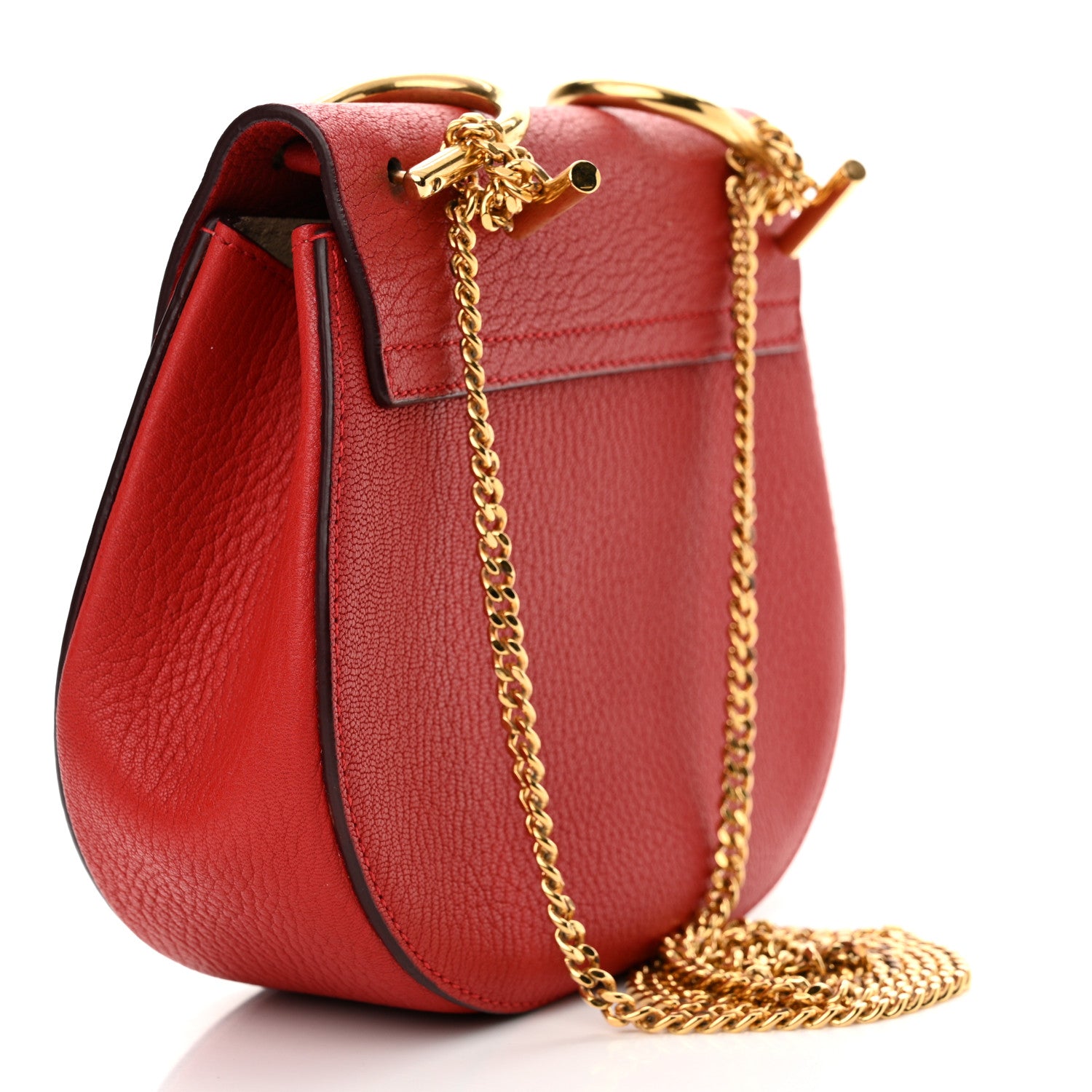 Chloe Grained Lambskin Mini Drew Shoulder Bag Plaid Red 3 of 11