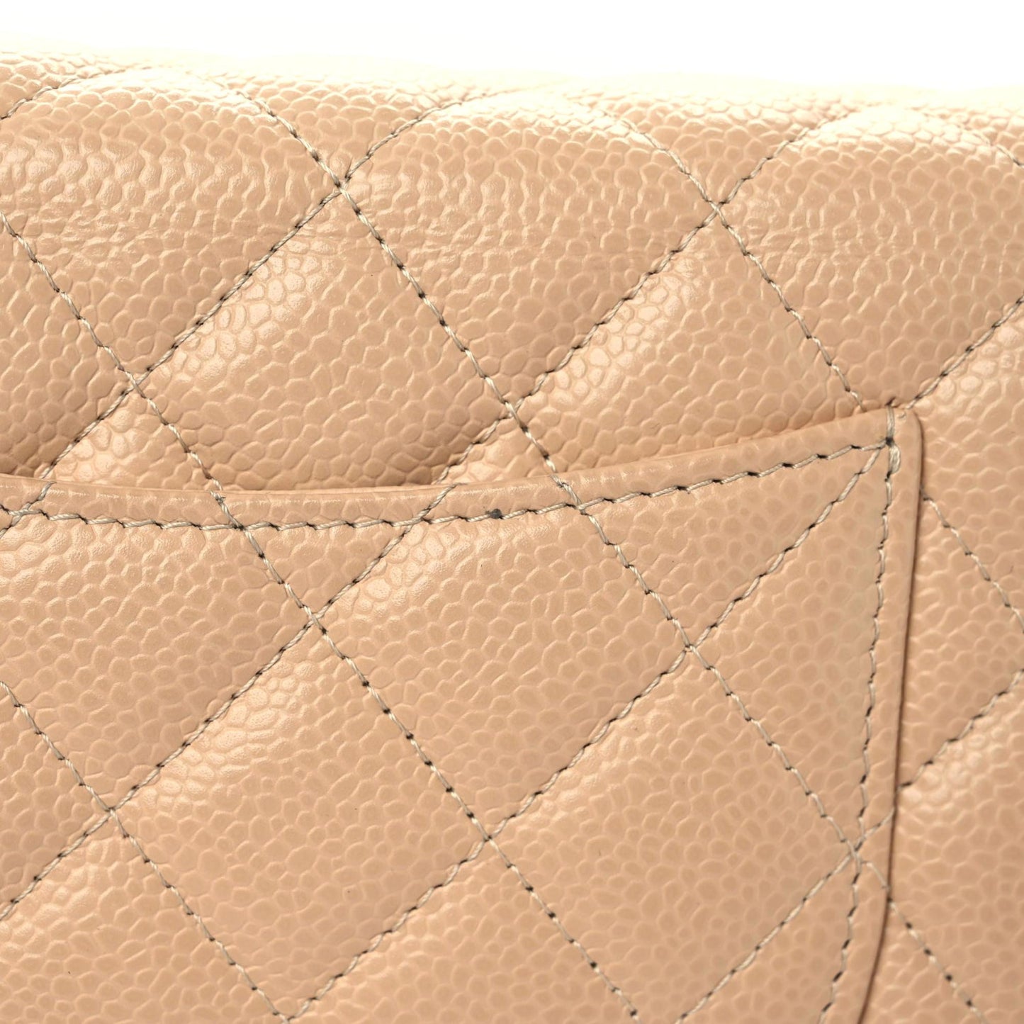 Caviar Quilted Wallet On Chain WOC Beige