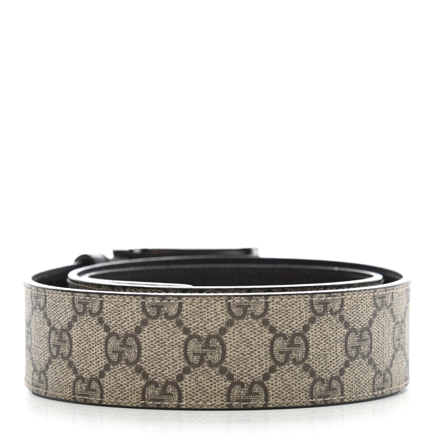 GG Supreme Monogram Plaque Belt 85 34 Dark Brown
