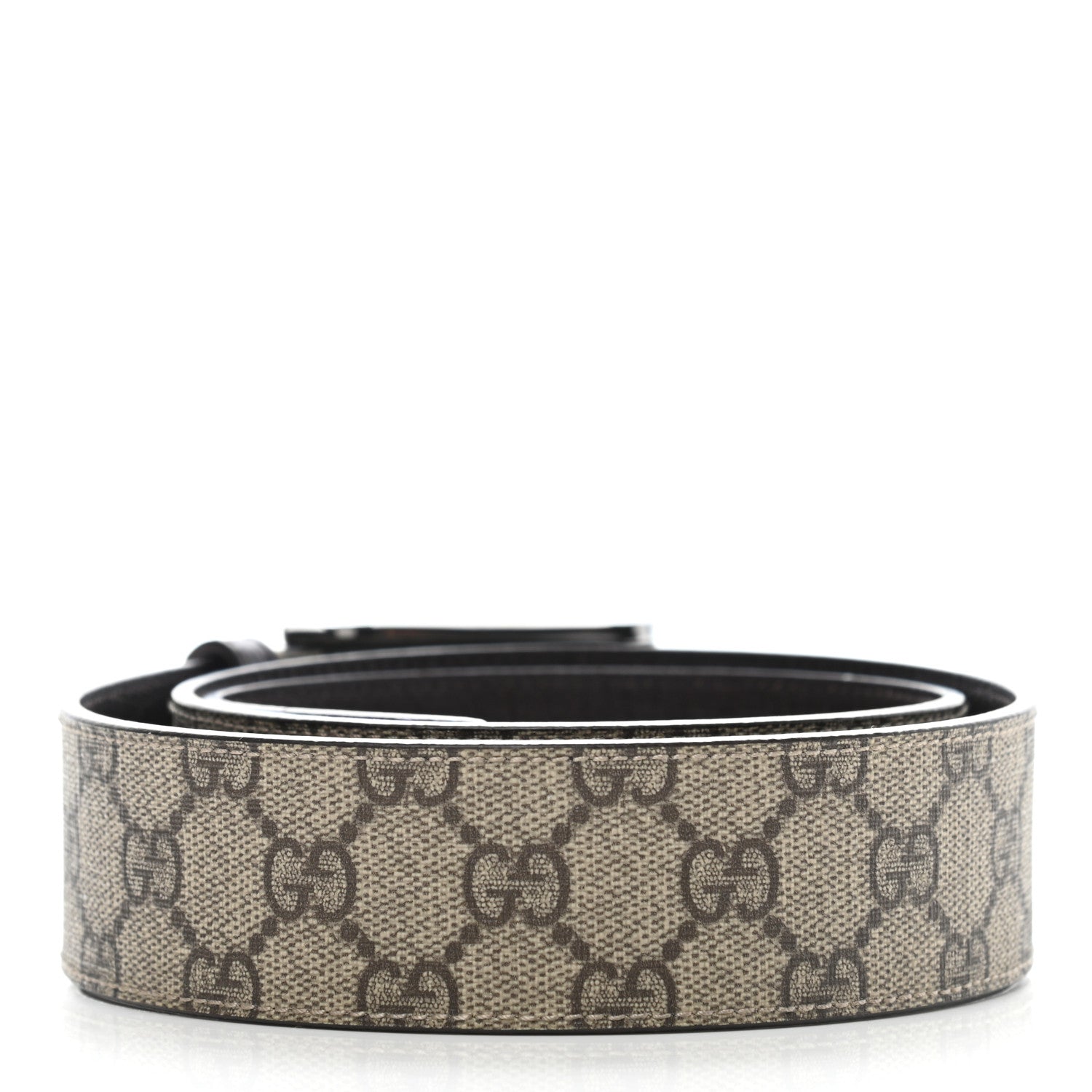 Gucci GG Supreme Monogram Plaque Belt 85 34 Dark Brown 2 of 5