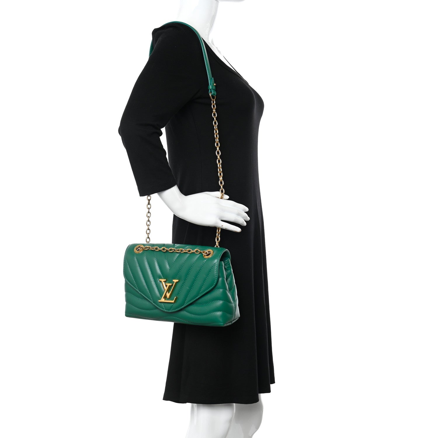 Louis Vuitton Calfskin New Wave Chain Bag MM NM Emerald 2 of 10